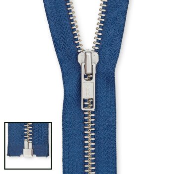 YKK RV Metall silber, teilbar, jeansblau 5 cm -...