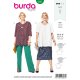 Burda 6307, Blusenshirt  – V-Ausschnit – mit asymmetrischem Überteil