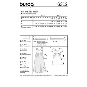 Burda 6312, Kleid – Empire-Linie – Ballett-...