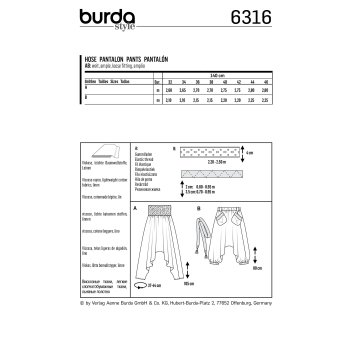 Burda 6316, Sarouel-Hose – orientalische Hose...