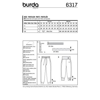 Burda 6317, Jog-Pants – Schlupfhose mit  Bündchen