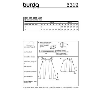 Burda 6319, Glockiger Rock  –  eingereiht, mit Nahttaschen