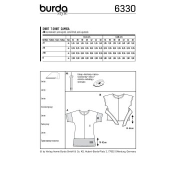 Burda 6330, Shirt  mit  überschnittenen Schultern...