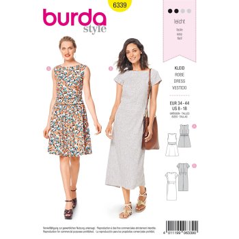 Burda 6339, Kleid mit Taillenblende – flacher...