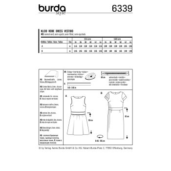 Burda 6339, Kleid mit Taillenblende – flacher...