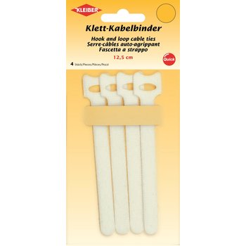 4 Klett - Kabelbinder 12,5 cm, weiß