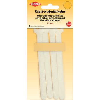 4 Klett - Kabelbinder 15 cm, weiß